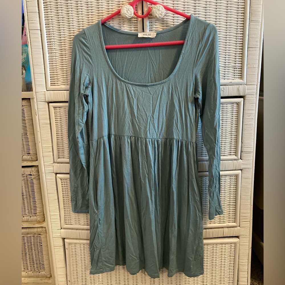 Jolie Teal Long Sleeve Dress with Two Hidden Pockets